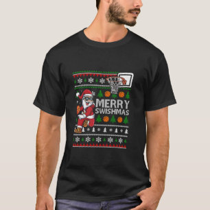 Funny Merry Swishmas Ugly Christmas Basketball Chr T-Shirt