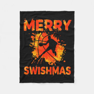 Funny Merry Swishmas Ugly Christmas Basketball Pla Fleece Blanket