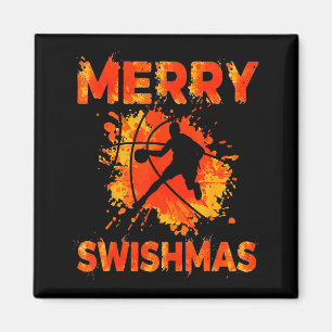 Funny Merry Swishmas Ugly Christmas Basketball Pla Magnet