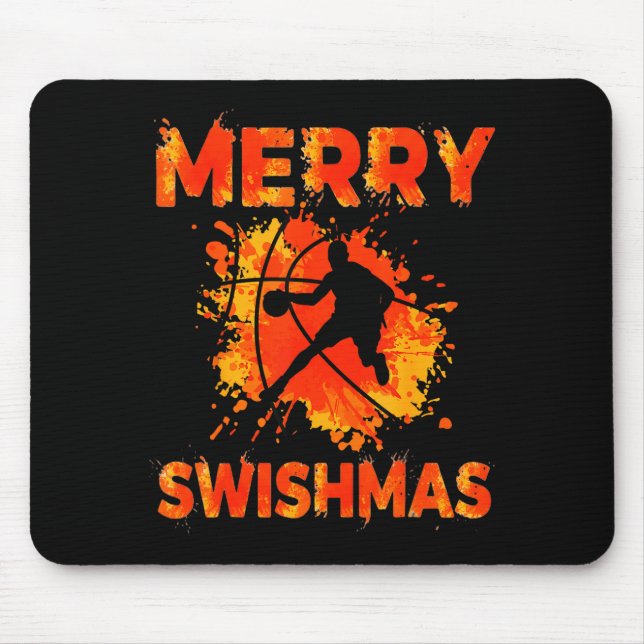 Funny Merry Swishmas Ugly Christmas Basketball Pla Mouse Mat (Front)