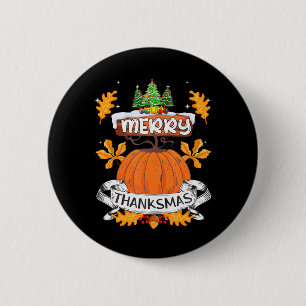 Funny Merry Thanksmas Cute Thanksgiving Christmas 6 Cm Round Badge