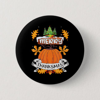 Funny Merry Thanksmas Cute Thanksgiving Christmas 6 Cm Round Badge