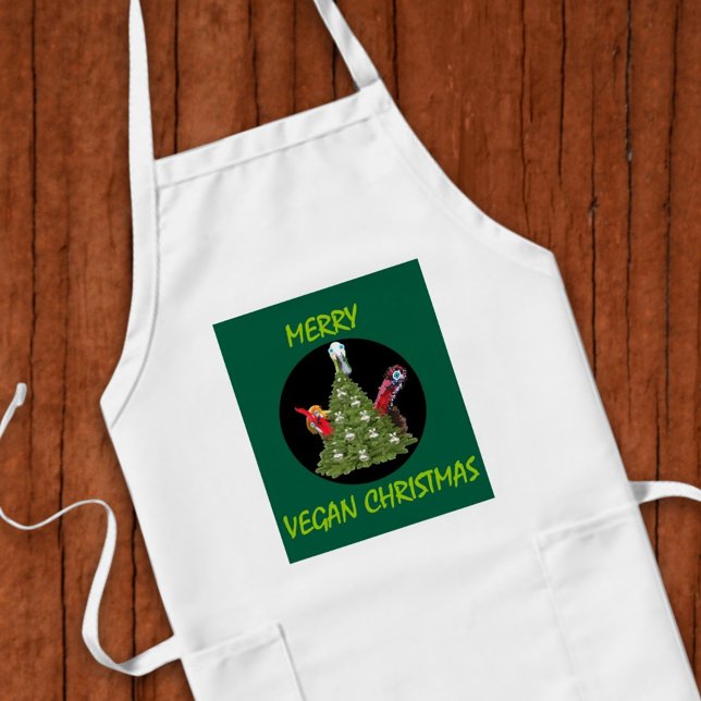 Funny merry vegan christmas for vegeterians long apron (Merry Christmas animal lovers)