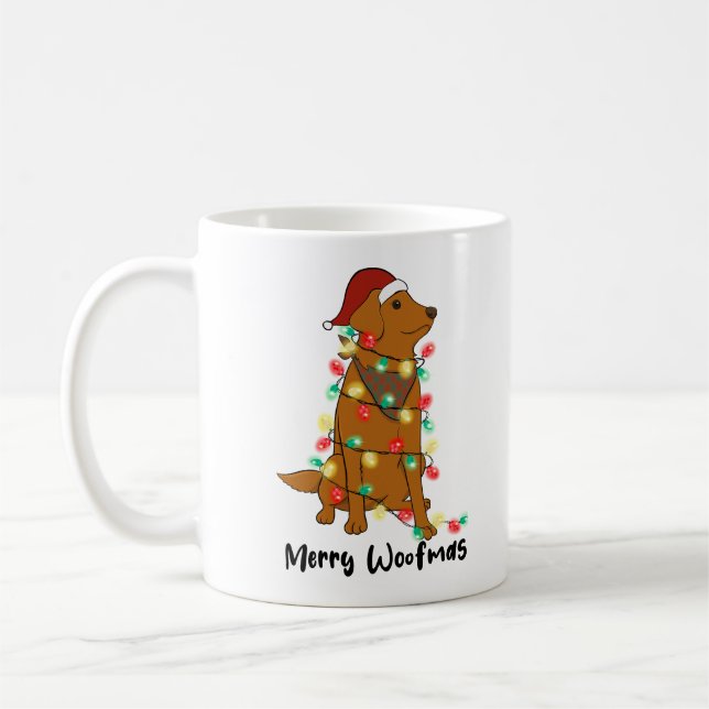 Funny Merry Woofmas Christmas Dog Coffee Mug (Left)