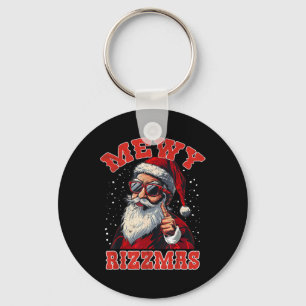 Funny Mewy Rizzmas Santa Mewing Rizz Mens Christma Key Ring