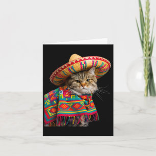 Funny Mexican Cat Sombrero Poncho Cinco De Mayo Ca Card