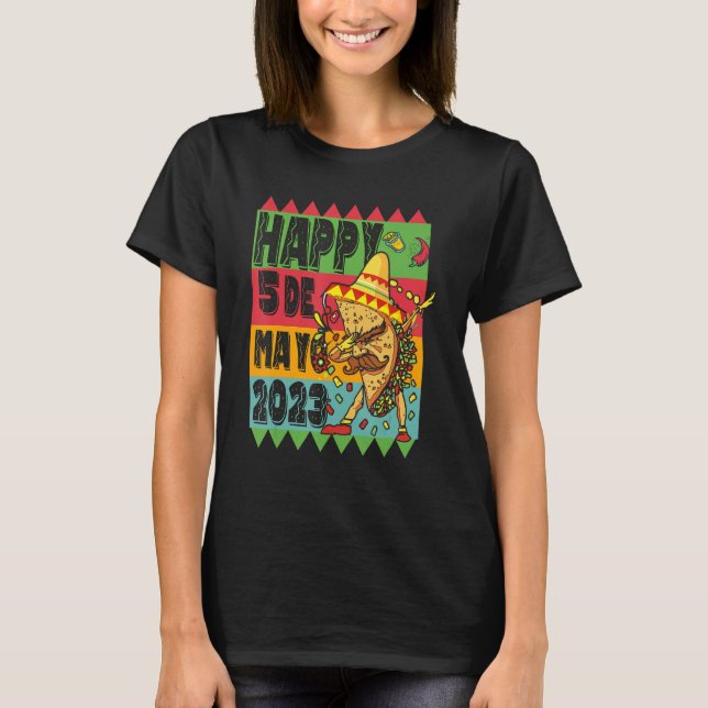 Funny Mexican Fiesta Cinco de Mayo Taco Sombrero T-Shirt (Front)