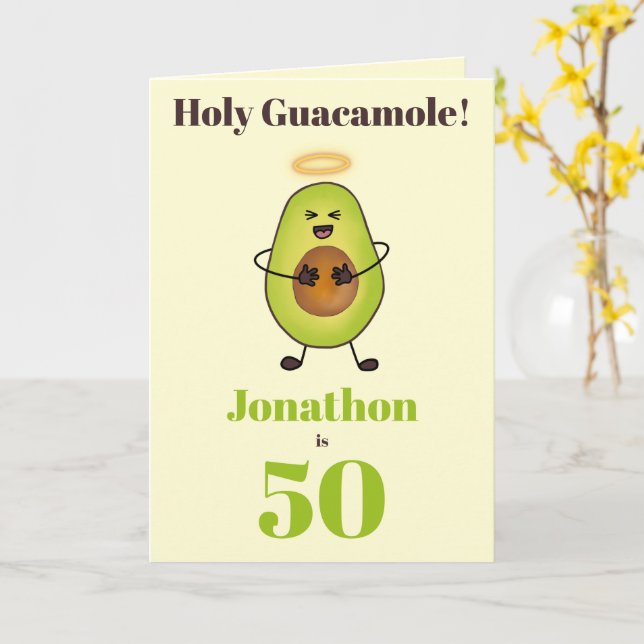 Funny Mexican food avocado pun 50th  Card (Yellow Flower)