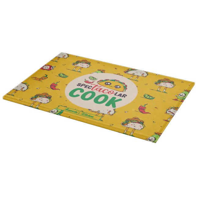 Funny Mexican Food Cook Taco Cinco De Mayo Pattern Cutting Board (Corner)