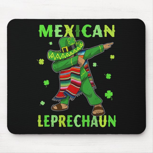 Funny Mexican Leprechaun Dabbing Mexico St Patrick Mouse Mat (Front)