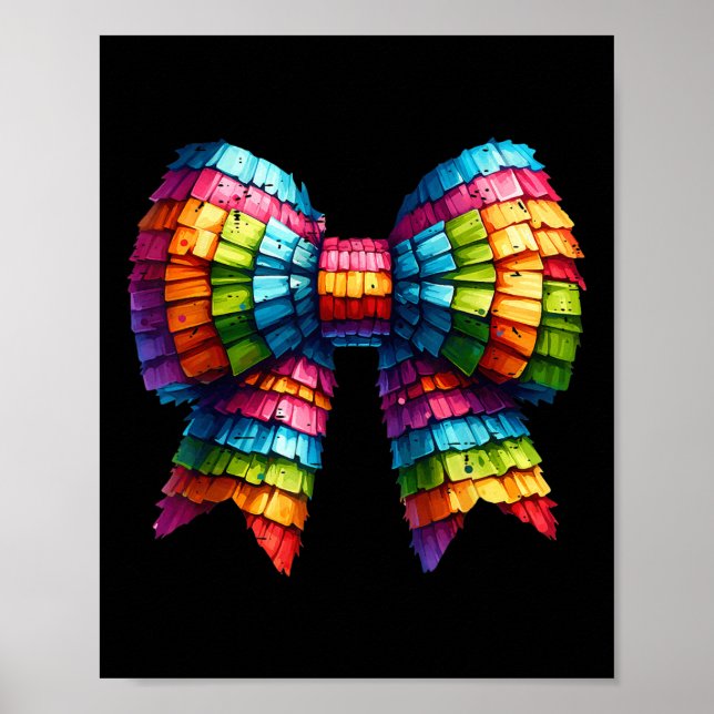Funny Mexican Party Coquette Bow Cinco De Mayo Let Poster (Front)