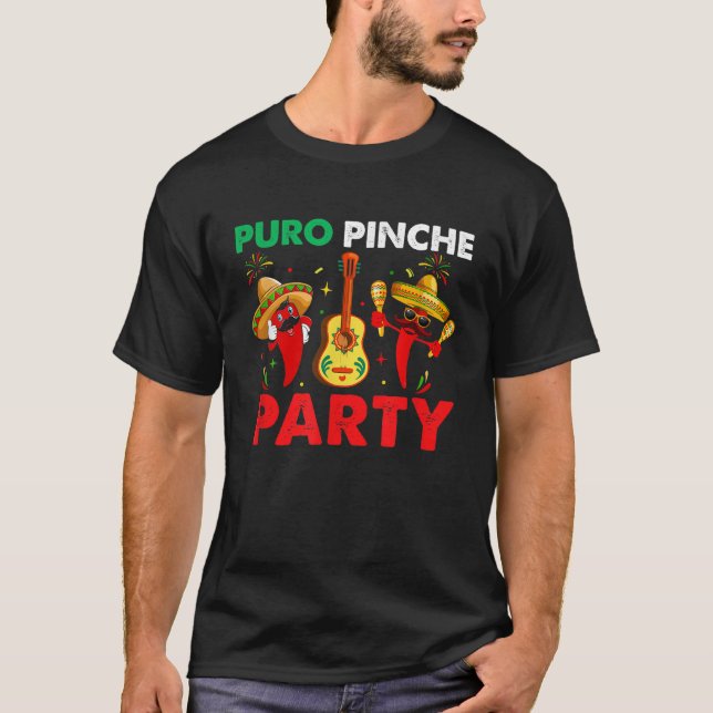 Funny Mexican Puro Pinche Party Pari Funny Retro T-Shirt (Front)