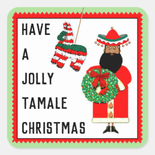 Funny Mexican Santa Christmas Square Sticker