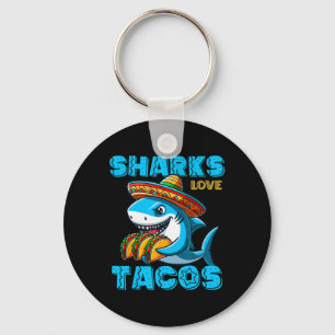 Funny Mexican Shark Eat Tacos Food Shark Lover Cin Key Ring