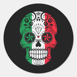 Funny Mexican Skull Head Cinco De Mayo Flag  Classic Round Sticker