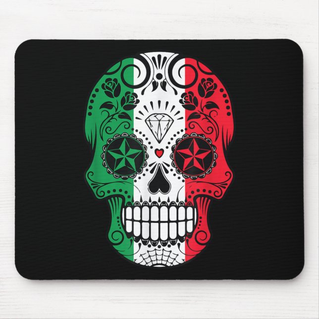 Funny Mexican Skull Head Cinco De Mayo Flag  Mouse Mat (Front)