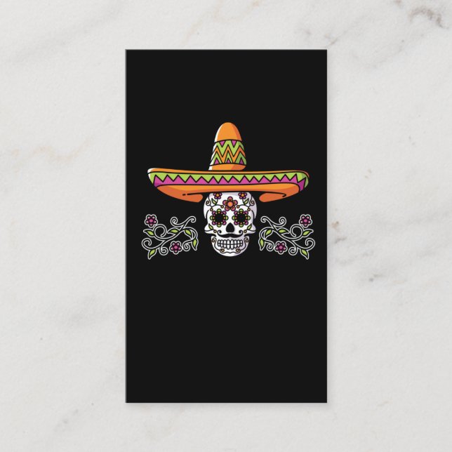 Funny Mexican Skull Sombrero Cinco de Mayo Business Card (Front)
