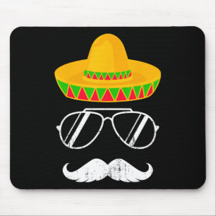 Funny Mexican Sombrero Moustache Face For Cinco De Mouse Mat