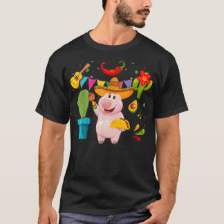 Funny Mexican Sombrero Pig Farmers Cinco De Mayo F T-Shirt