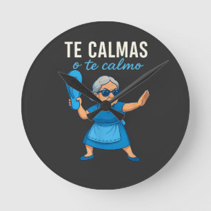Funny Mexican Spanish Grandma Round Clock