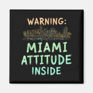 Funny Miami Florida Night Skyline Vintage Magnet