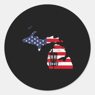 Funny Michigan Disc Golf Usa Map Golf Frisbee  Classic Round Sticker