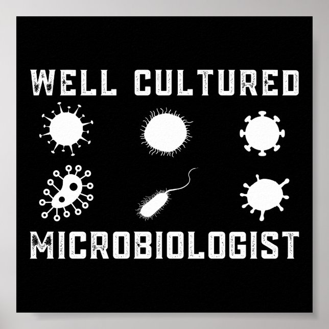 Funny Microbiology Well Cultured Microbiologist  Poster (Front)
