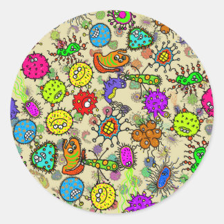 Funny Microscopic Laboratory Organisms Classic Round Sticker