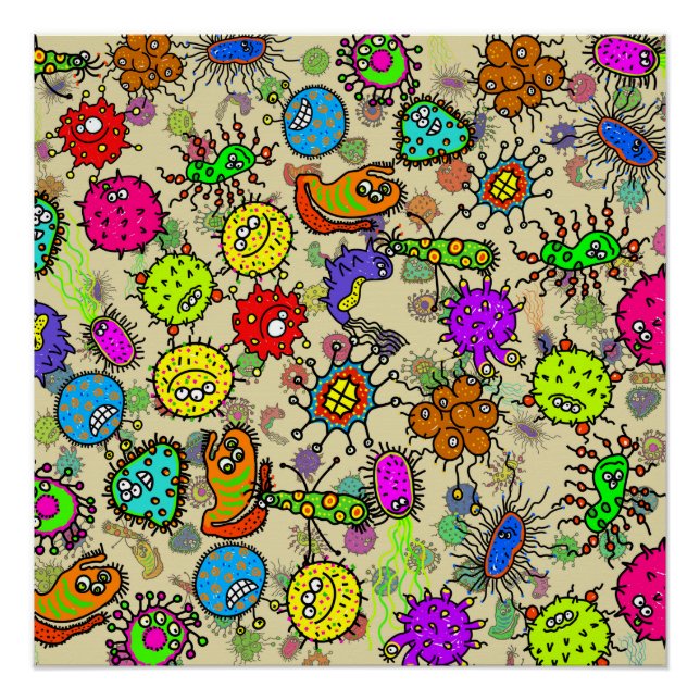 Funny Microscopic Laboratory Organisms Poster (Front)