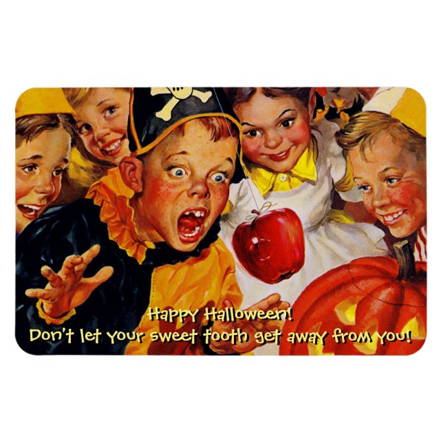 Funny Mid-Century Halloween Sweet Tooth Magnet (Horizontal)