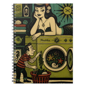 Funny Mid Century Sea Siren Laundry Day Notebook