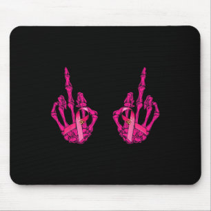 Funny Middle Finger Curse Word Breast Cancer Breas Mouse Mat