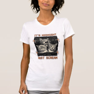 Funny Midnight Screaming Cats Vintage Shirt Design