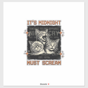 Funny Midnight Screaming Cats Vintage Shirt Design
