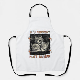 Funny Midnight Screaming Cats Vintage Shirt Design Apron
