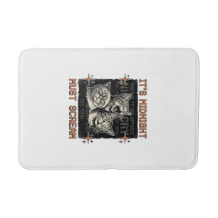 Funny Midnight Screaming Cats Vintage Shirt Design Bath Mat