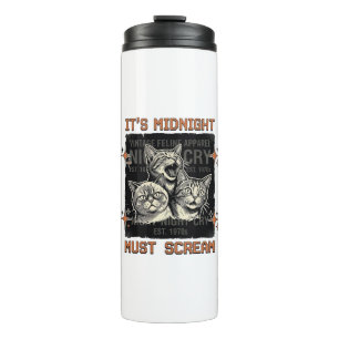 Funny Midnight Screaming Cats Vintage Shirt Design Thermal Tumbler