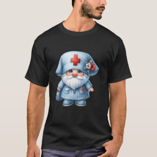 Funny Midwife Gnome In Vintage Nurse Uniform For W T-Shirt