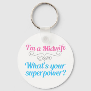 Funny Midwife Superhero Key Ring