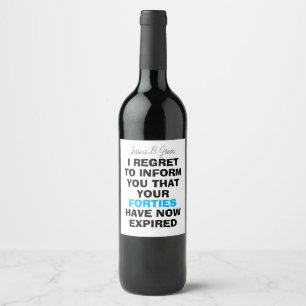Funny Milestone Birthday Gift, 50th  Wine Label