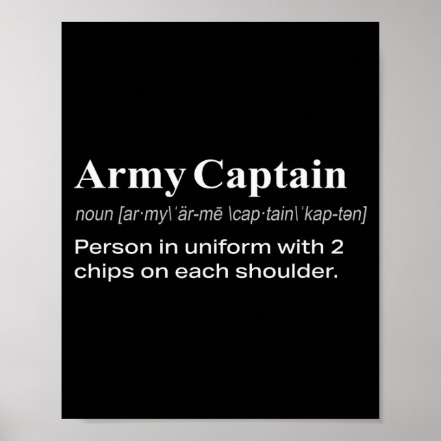 Funny Military Army Captain Definition Gift  Poster (Front)