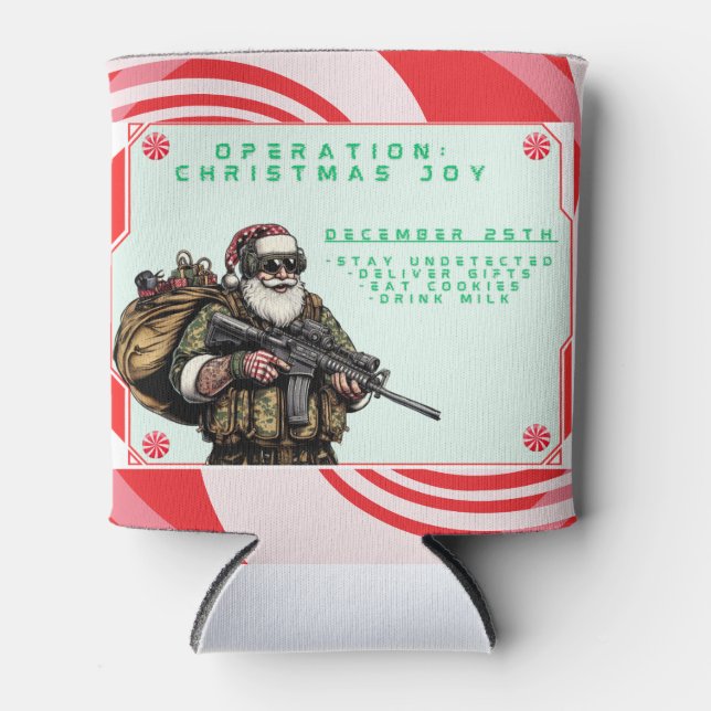 Funny Military/Christmas Santa Can Cooler (Front)