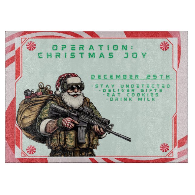 Funny Military/Christmas Santa Cutting Board (Front)