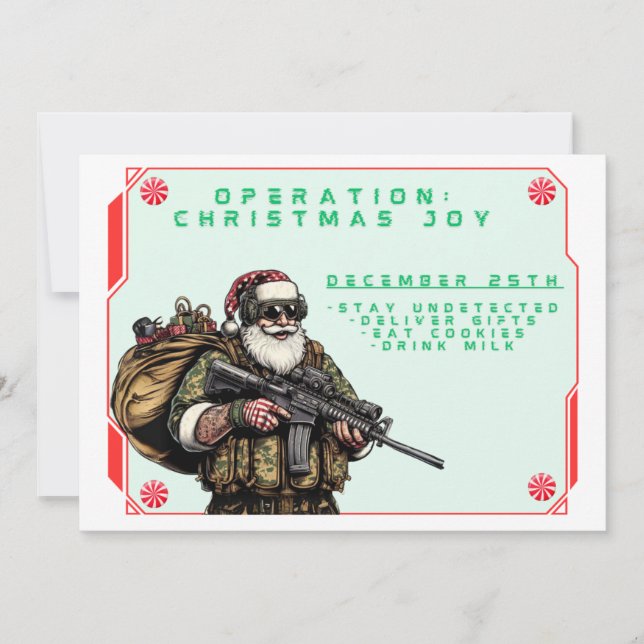 Funny Military/Christmas Santa Holiday Card (Front)