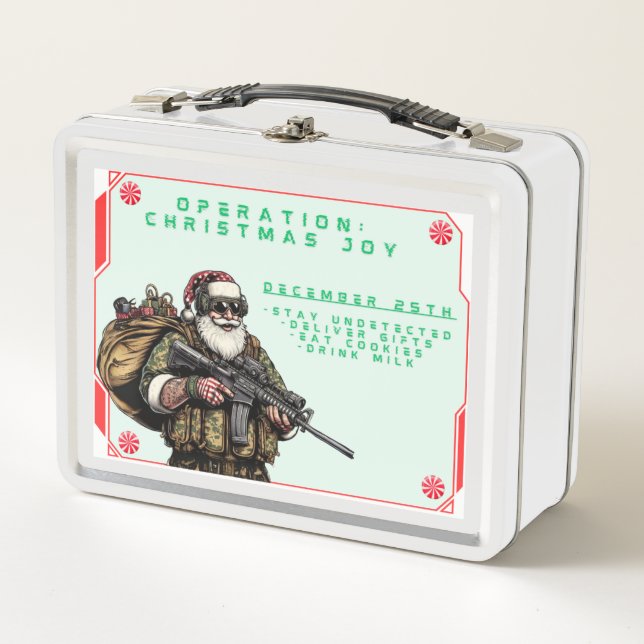 Funny Military/Christmas Santa Metal Lunch Box (Front)