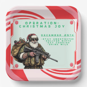 Funny Military Christmas/Santa mug Paper Plate