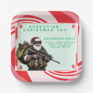 Funny Military/Christmas Santa Paper Plate