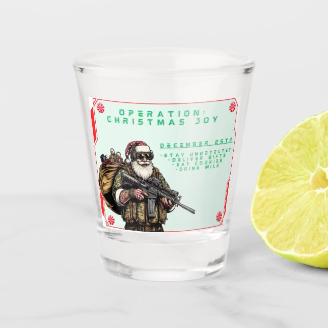 Funny Military/Christmas Santa Shot Glass (Front)