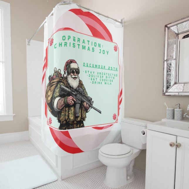 Funny Military/Christmas Santa Shower Curtain (In Situ)