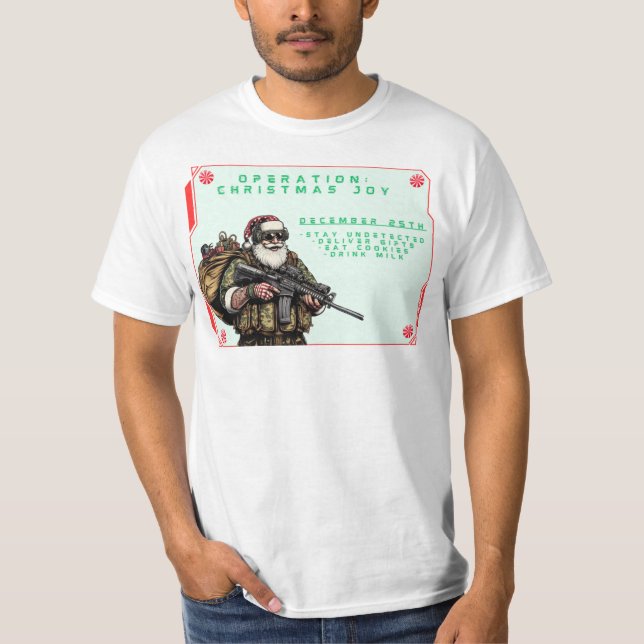 Funny Military/Christmas Santa T-Shirt (Front)